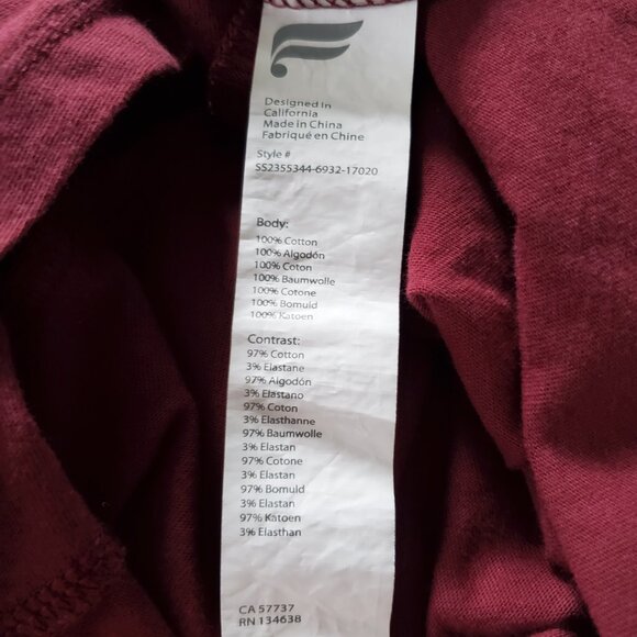 Fabletics 100% Cotton Front-Twist Tee Merlot Red Color XS/4 - Picture 6 of 8
